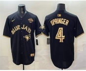 Men's Toronto Blue Jays #4 George Springer Black Gold 2025 American League Champions Limited Stitched Jersey