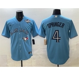 Men's Toronto Blue Jays #4 George Springer Blue 2025 World Series Cool Base Stitched Baseball Jersey