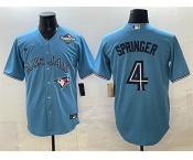 Men's Toronto Blue Jays #4 George Springer Blue 2025 World Series Cool Base Stitched Baseball Jersey