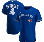 Men's Toronto Blue Jays #4 George Springer Royal Flex Base Stitched Jersey