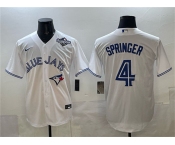 Men's Toronto Blue Jays #4 George Springer White 2025 World Series Home Cool Base Stitched Baseball Jersey