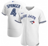 Men's Toronto Blue Jays #4 George Springer White Flex Base Stitched Jersey