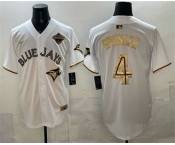 Men's Toronto Blue Jays #4 George Springer White Gold 2025 American League Champions Limited Stitched Jersey