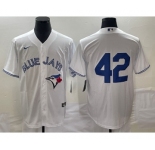 Men's Toronto Blue Jays #42 Jackie Robinson White Cool Base Stitched Jersey