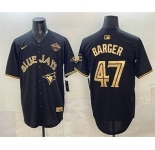 Men's Toronto Blue Jays #47 Addison Barger Black Gold 2025 American League Champions Limited Stitched Jersey