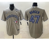 Men's Toronto Blue Jays #47 Addison Barger Gray 2025 World Series Cool Base Stitched Baseball Jersey