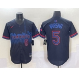 Men's Toronto Blue Jays #5 Daulton Varsho Navy 2024 City Connect Limited Stitched Baseball Jersey