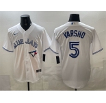 Men's Toronto Blue Jays #5 Daulton Varsho White 2025 Cool Base Stitched Baseball Jersey