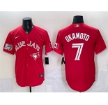 Men's Toronto Blue Jays #7 Kazuma Okamoto Red 50 Seasons Patch Stitched Baseball Jersey