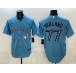 Men's Toronto Blue Jays #77 Louis Varland Blue Stitched Baseball Jersey