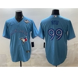 Men's Toronto Blue Jays #99 Hyun-jin Ryu Blue 2025 World Series Cool Base Stitched Baseball Jersey