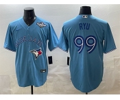 Men's Toronto Blue Jays #99 Hyun-jin Ryu Blue 2025 World Series Cool Base Stitched Baseball Jersey