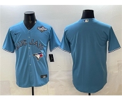 Men's Toronto Blue Jays Blank Blue 2025 World Series Home Cool Base Stitched Baseball Jersey
