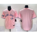 Men's Toronto Blue Jays Blank Pink 50 Seasons Patch Stitched Baseball Jersey