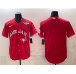 Men's Toronto Blue Jays Blank Red 2025 World Series Home Cool Base Stitched Baseball Jersey