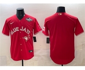 Men's Toronto Blue Jays Blank Red 2025 World Series Home Cool Base Stitched Baseball Jersey
