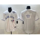 Men's Toronto Blue Jays & Leafs White 2025 World Series With White Leafs Logo Cool Base Stitched Baseball Jersey