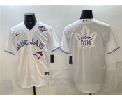 Men's Toronto Blue Jays & Leafs White 2025 World Series With White Leafs Logo Cool Base Stitched Baseball Jersey