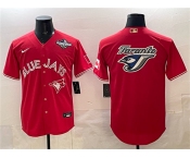 Men's Toronto Blue Jays Team Big Logo Red 2025 World Series Home Cool Base Stitched Baseball Jersey