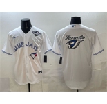 Men's Toronto Blue Jays Team Big Logo White 2025 World Series Home Cool Base Stitched Baseball Jersey