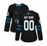 Women Adidas San Jose Sharks Customized Premier Black Alternate NHL Jersey