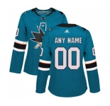Women Adidas San Jose Sharks Customized Premier Teal Green Home NHL Jersey