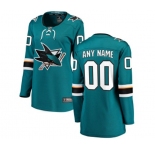 Women San Jose Sharks Customized Fanatics Branded Teal Green Home Breakaway NHL Jersey