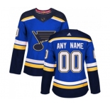 Women's Adidas St. Louis Blues Customized Authentic Royal Blue Home NHL Jersey