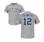 Baseball New York Yankees #12 Troy Tulowitzki Gray Name & Number T-Shirt