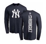 MLB Nike New York Yankees #13 Alex Rodriguez Navy Blue Backer Long Sleeve T-Shirt