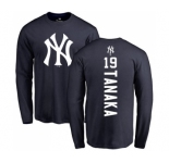 MLB Nike New York Yankees #19 Masahiro Tanaka Navy Blue Backer Long Sleeve T-Shirt