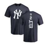 MLB Nike New York Yankees #2 Derek Jeter Navy Blue Backer T-Shirt