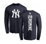 MLB Nike New York Yankees #28 Austin Romine Navy Blue Backer Long Sleeve T-Shirt