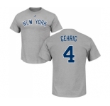 MLB Nike New York Yankees #4 Lou Gehrig Gray Name & Number T-Shirt
