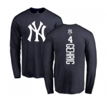MLB Nike New York Yankees #4 Lou Gehrig Navy Blue Backer Long Sleeve T-Shirt