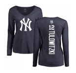 Baseball Women's New York Yankees #12 Troy Tulowitzki Navy Blue Backer Long Sleeve T-Shirt
