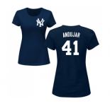 Baseball Women's New York Yankees #41 Miguel Andujar Navy Blue Name & Number T-Shirt