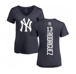 MLB Women's Nike New York Yankees #13 Alex Rodriguez Navy Blue Backer T-Shirt