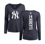 MLB Women's Nike New York Yankees #14 Brian Roberts Navy Blue Backer Long Sleeve T-Shirt