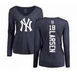 MLB Women's Nike New York Yankees #18 Don Larsen Navy Blue Backer Long Sleeve T-Shirt