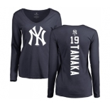MLB Women's Nike New York Yankees #19 Masahiro Tanaka Navy Blue Backer Long Sleeve T-Shirt