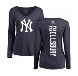 MLB Women's Nike New York Yankees #22 Jacoby Ellsbury Navy Blue Backer Long Sleeve T-Shirt