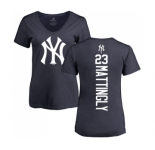 MLB Women's Nike New York Yankees #23 Don Mattingly Navy Blue Backer T-Shirt