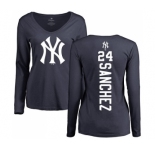 MLB Women's Nike New York Yankees #24 Gary Sanchez Navy Blue Backer Long Sleeve T-Shirt