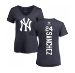 MLB Women's Nike New York Yankees #24 Gary Sanchez Navy Blue Backer T-Shirt