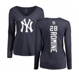 MLB Women's Nike New York Yankees #28 Austin Romine Navy Blue Backer Long Sleeve T-Shirt