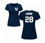 MLB Women's Nike New York Yankees #28 Austin Romine Navy Blue Name & Number T-Shirt