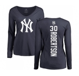 MLB Women's Nike New York Yankees #30 David Robertson Navy Blue Backer Long Sleeve T-Shirt