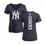 MLB Women's Nike New York Yankees #31 Aaron Hicks Navy Blue Backer T-Shirt
