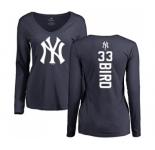 MLB Women's Nike New York Yankees #33 Greg Bird Navy Blue Backer Long Sleeve T-Shirt